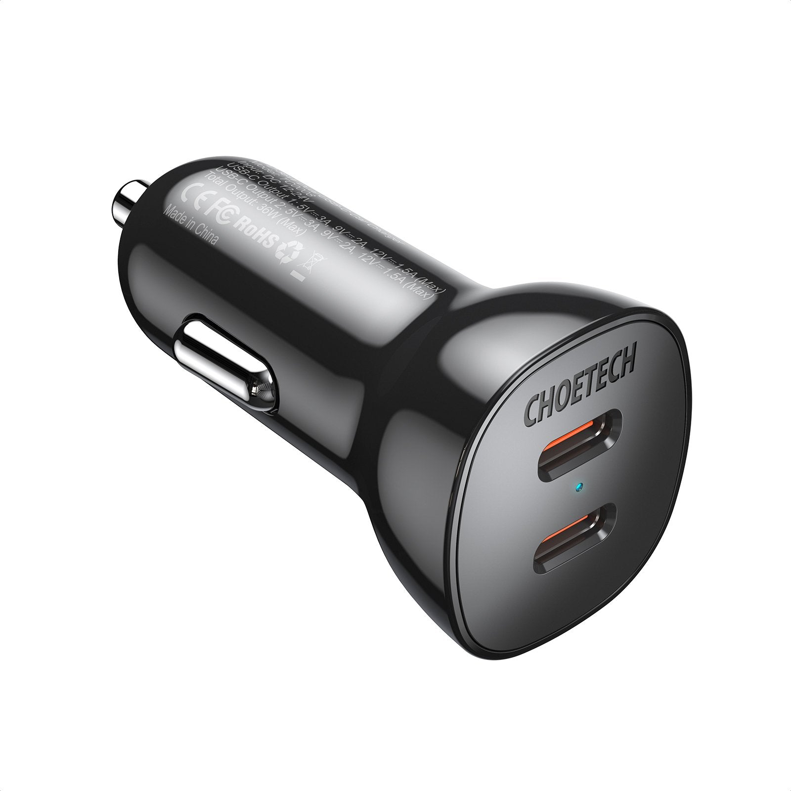 CHOETECH TC0008 CAR CHARGER 2X USB TYPE C QUICK CHARGE POWER DELIVERY 40W CHOETECH TC0008 CAR CHARGER 2X USB TYPE C QUICK CHARGE POWER DELIVERY 40W